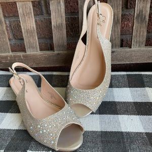 Lorraine sparkly open toe formal  shoes